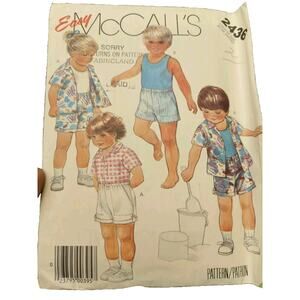 Vintage 1986 McCall's 2436 Toddler's shorts, shirt tank top pattern size 2